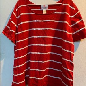Quacker Factory 3X red shirt with white stripes
